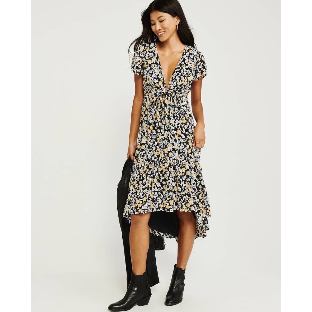 NWT Abercrombie & Fitch Midi Dress w/ Ruffle xs